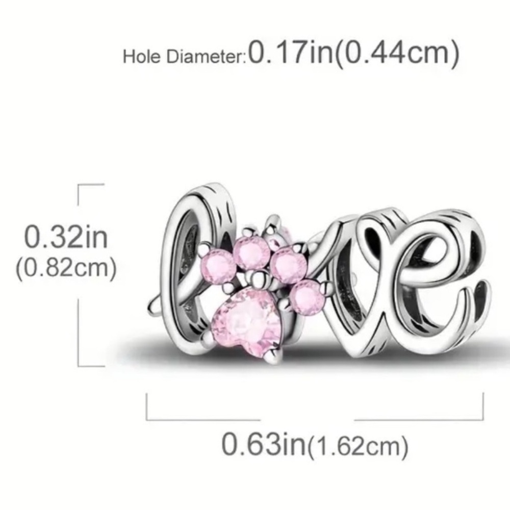 ❗️LAST ONE❗️S925 Pet LOVE Paw Print Charm Pandora Style - Picture 3 of 5